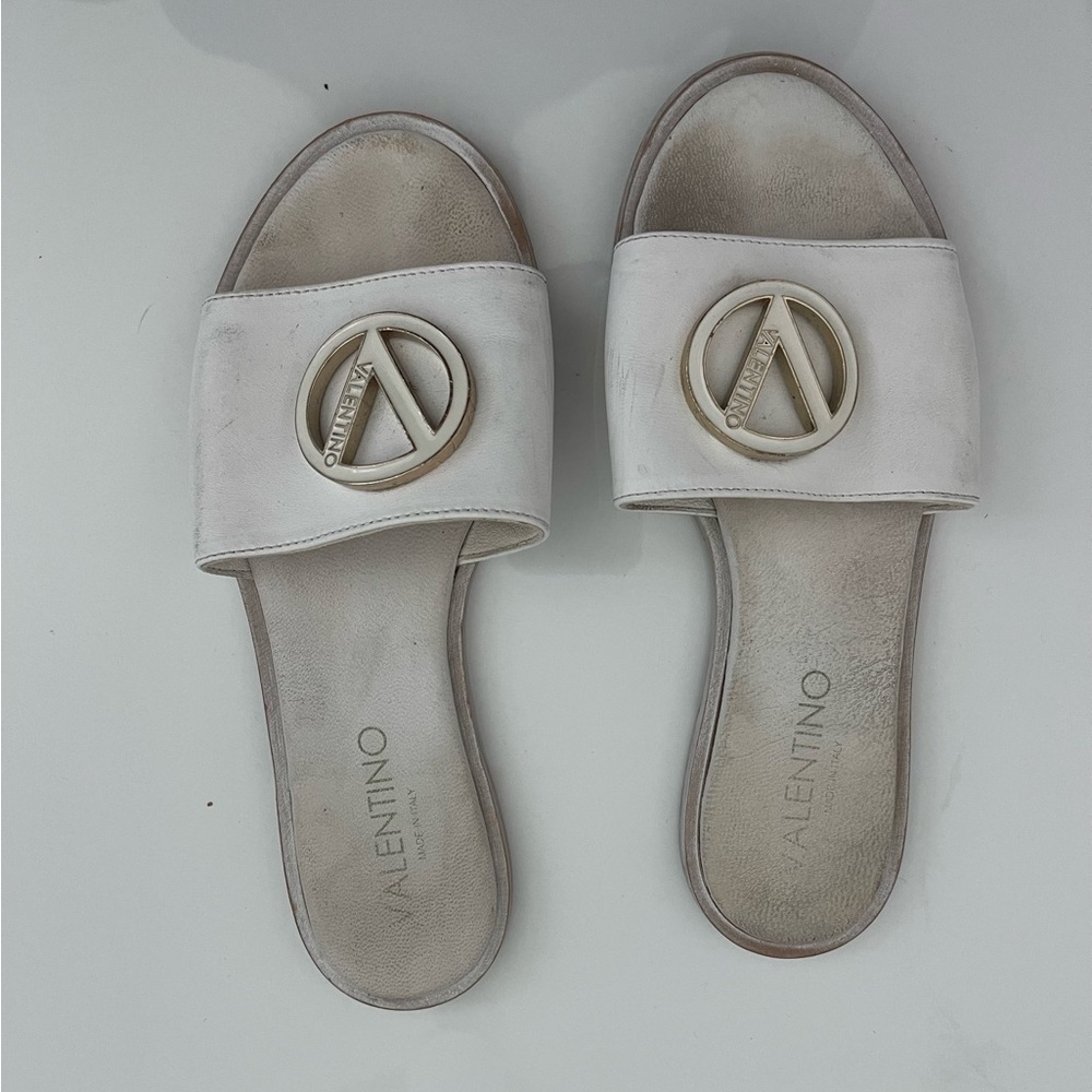 Valentino white Slide Sandals with Logo